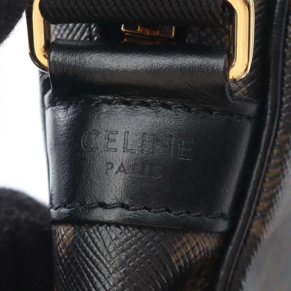 Celine Triomphe Shoulder Bag Canvas Leather Black Brown - Picture 4 of 6